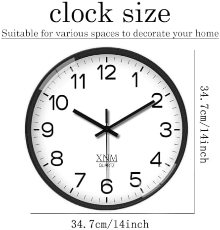 XNM Decorative Wall Clocks Battery Operated 14 Inch - Image 3