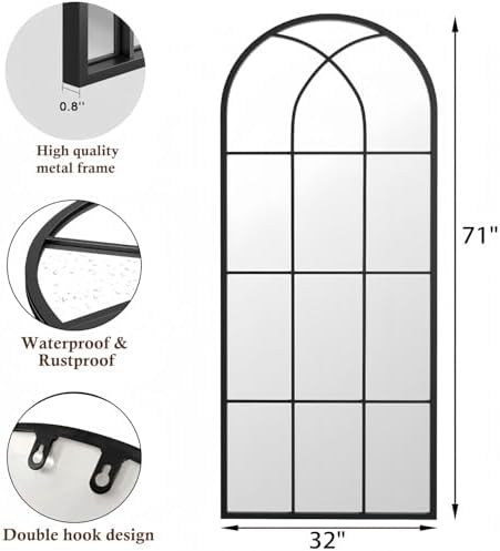 Dewfig Arched Full Length Mirror - Image 7