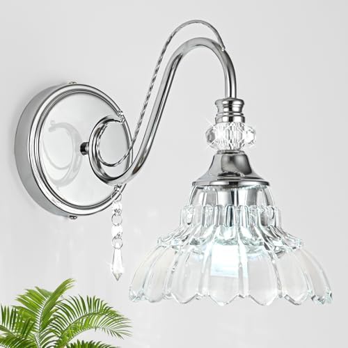 1 Piece Brushed Chrome Finish Wall Sconce, 1-Light Modern Wall Sconce by Unknown