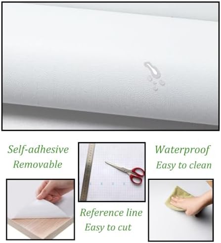 Safiyya 118"x17.7" Peel and Stick Wallpaper White Contact Paper Waterpoof Self - Image 6