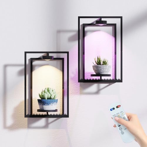 Starxing Wall Plant Shelf with Grow Lights, Remote Control Indoor Plant Holder by Starxing