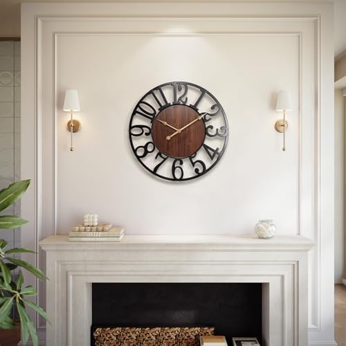 Vantic24 Inch Large Wall Clock, Arabic Numeral Wood Oversized Wall Clock by Vantic