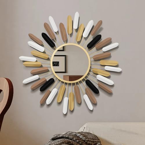 24" Modern Wall Mirror Flower Design, Luxury Decorative Rustic Farmhouse Mirrors - Image 2