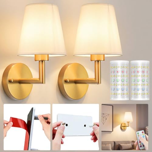 Nekhung Battery Operated Wall Sconce, Peel and Stick Sconces Set of 2 by Nekhung