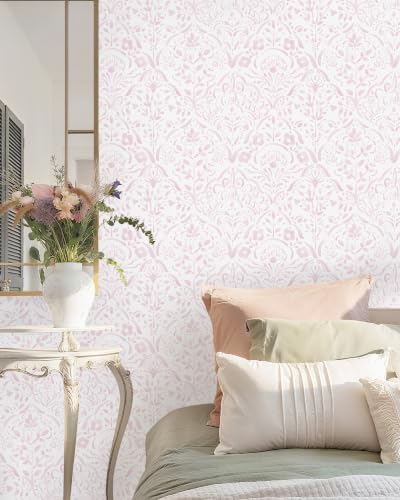 Dimoon Boho Peel and Stick Wallpaper Soft Pink Floral Contact Paper French - Image 4