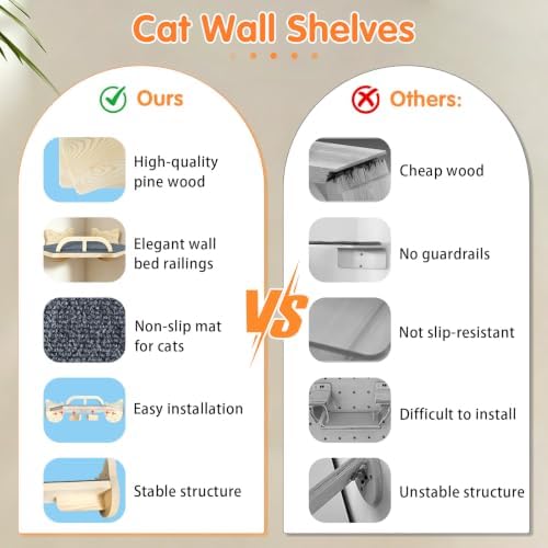 with 3 Climbing Steps Natural Wood Corner Cat Wall Shelves - Image 5