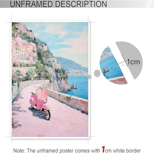Bittiler Italian Beach Landscape Posters Amalfi Coast Pastel Canvas Wall Art - Image 4