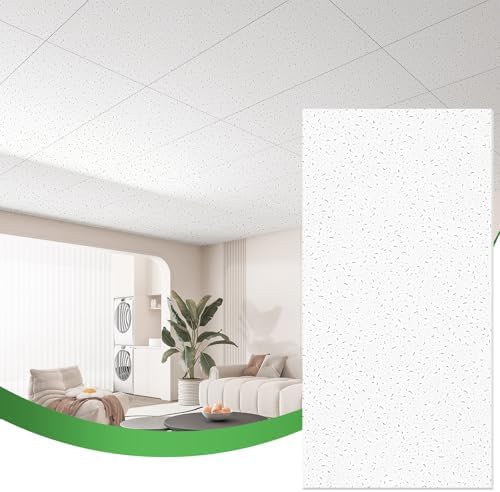 Art3d 24"x48" Stucco Printed Drop Ceiling Tiles, 2x4ft Decorative PVC Ceiling - Image 2