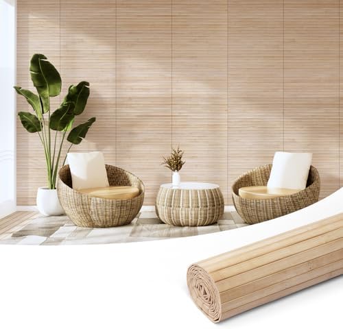 Art3d 12 x 96 in Pole Wrap Natural Bamboo Wall Panel, Carbonized by Art3d