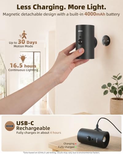 EZVALO 4 Pack Motion Sensor Wall Light, Rechargeable LED Sconce - Image 6