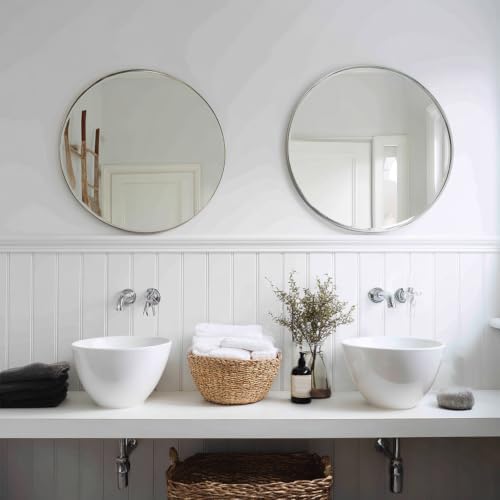Sunniry Nickel Round Mirror 20 inch, 2 Pack Circle Mirror - Image 3