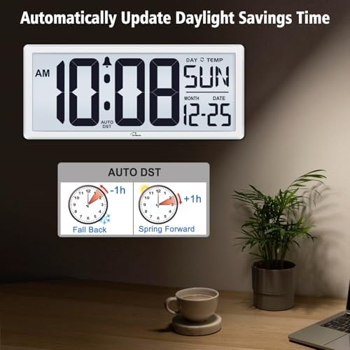 WallarGe 14.5'' Backlight Digital Wall Clock Battery Operated - Image 5