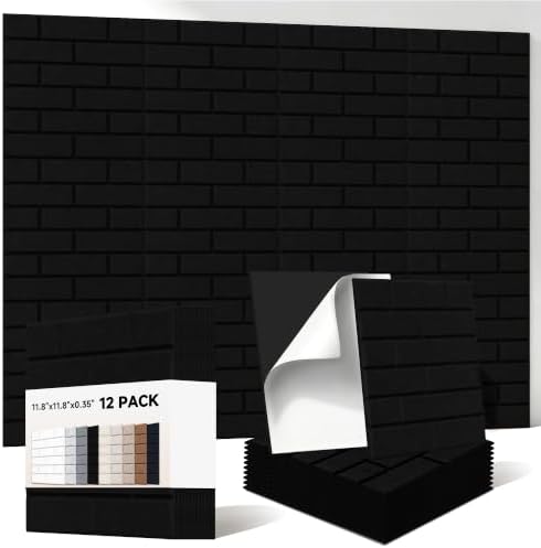 12 Pack Acoustic Panels, 11.8”x11.8” Brick Soundproof Wall Panels by AUTORIFIC