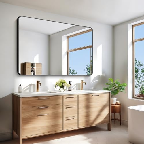 BONEWEI 55x36 inch Bathroom Mirror, Wall Mounted Bathroom Frame Vanity Mirror - Image 2