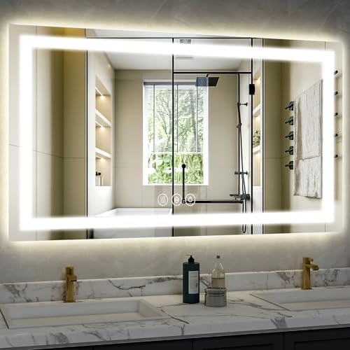 XRAMFY 40"X60"LED Bathroom Mirror, Backlit + Front Lit Wall Mirror - Image 2