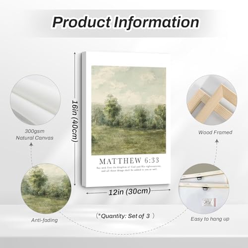 Christian Bible Verse Wall Art Decor Scripture Floral Canvas Painting Jesus - Image 2