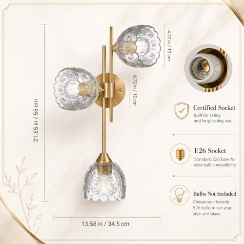 Hamilyeah 3 Light Gold Wall Sconce - Image 2