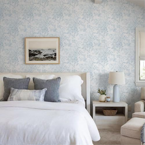 Heroad Blue Peel and Stick Wallpaper Vintage Floral Contact Paper Girly - Image 6