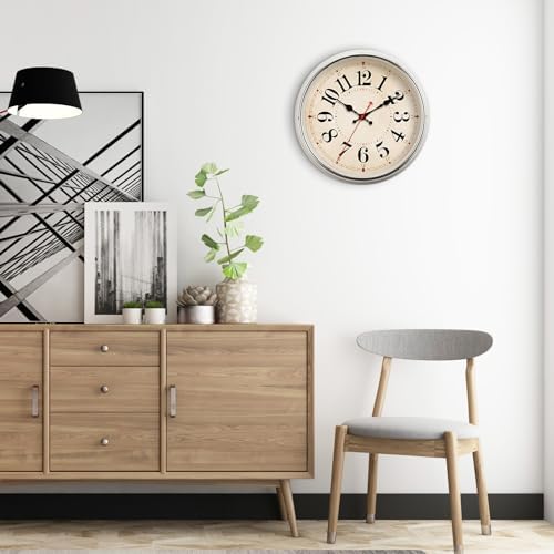 Wall Clock Metal 12.4" Retro Vintage Wall Clocks Countryside Style Silent Non - Image 4