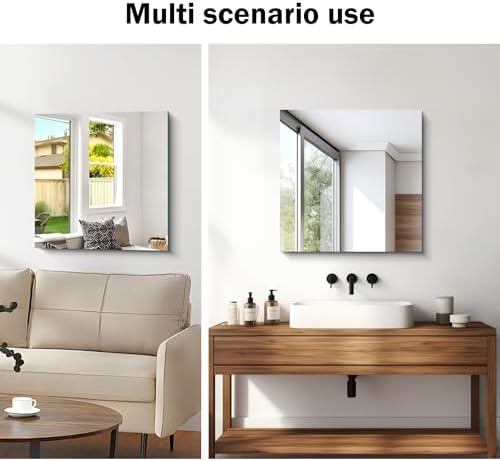 CILIBER Frameless Mirror, 24x24 Square Bathroom Mirrors - Image 6