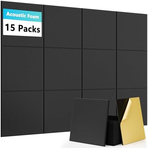 15 Pack Self-Adhesive Acoustic Wall Panels by Temgcuam