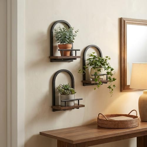 Amaoot Floating Shelves Set for 2, Wall Plant Holder Shelf, Wall Planters - Image 6