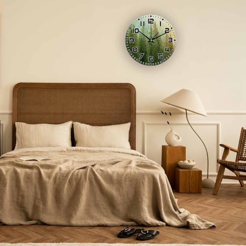 Fir Tree Wall Clock 10 inch Round Healthy Green Tree Silent Non Ticking Wood - Image 5