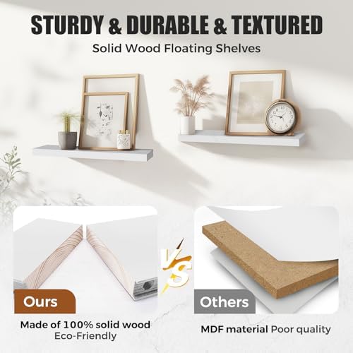 16x5.8x0.8in Floating Wall Shelves Rustic Solid Wood 2-Pack - Image 4