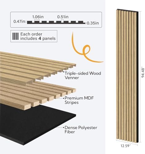 Olanglab Wood Panels for Wall 4Pack 94.5"x12.6" Warm Oak - Image 4