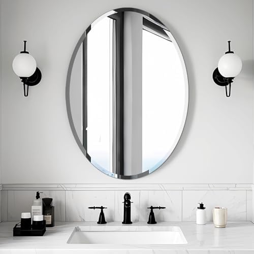 Bathroom Mirror for Over Sink 20" x 28" Oval Frameless Wall Mirror by Ruomeng