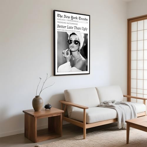 Framed Better Late Than Ugly Wall Decor Newspaper Audrey Hepburn Wall Art - Image 4