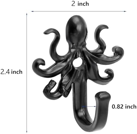 5 Pack Coat Hooks Wall Hooks, Octopus Decorative Wall Mounted Hooks Rustic - Image 2