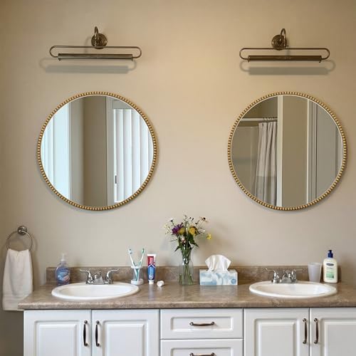 Vintage Round Mirror, 24 Inch Circle Wall Mounted Mirror - Image 3