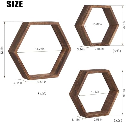NOVIMANGO Honeycomb Floating Shelves Set of 6, Hexagon Floating Shelves - Image 3