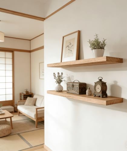 Light Wood Floating Shelves for Wall Shelf 17 Inch Set of 6 - Image 7