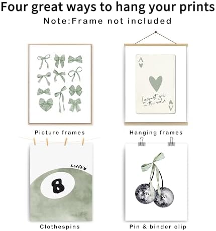 okaxscm Sage Green Coquette Trendy Preppy Wall Art Prints Set of 4, Coquette - Image 2