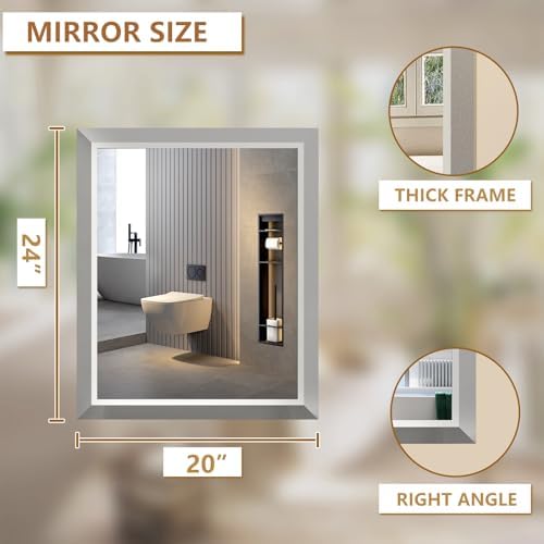 SMIROR 20x24 Brushed Silver Bathroom Vanity Mirror - Image 2