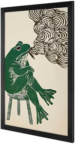 Black Framed Smoking Frog Canvas Wall Art 24x36in - Image 2