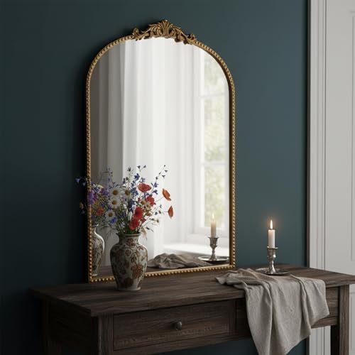 ZIYOO Vintage Baroque Arched Wall Mirror 36"x24" by ZIYOO