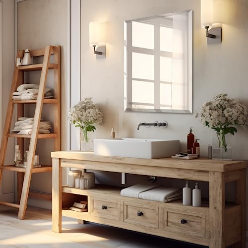 Mirrorons Beveled Mirror 24x32 Frameless Bathroom Wall Mirror Shatterproof - Image 3