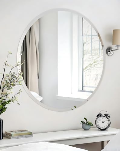 Frameless Round Wall Mirror: Modern Glass Mirror 23.6x23.6 inch - Image 3