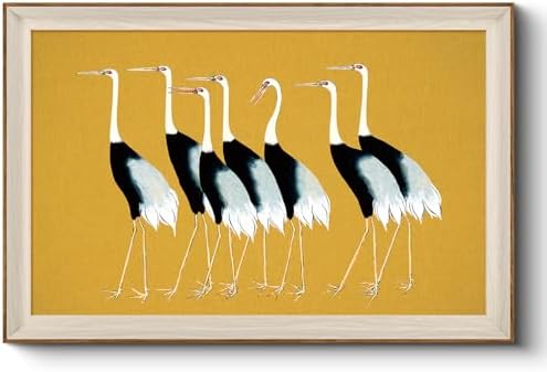 VIYYIEA Framed Vintage Seven Cranes Wall Art by VIYYIEAART