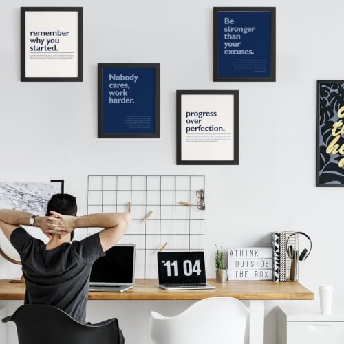 DSHFG Navy Blue Motivational Inspirational Office Wall Art Decor Prints - Image 3