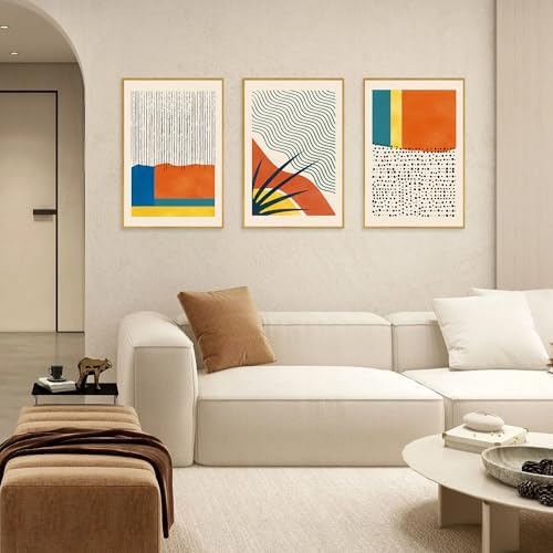 CHDITB Large Framed Boho Canvas Wall Art Set, Mid Century Modern Wall Decor - Image 5