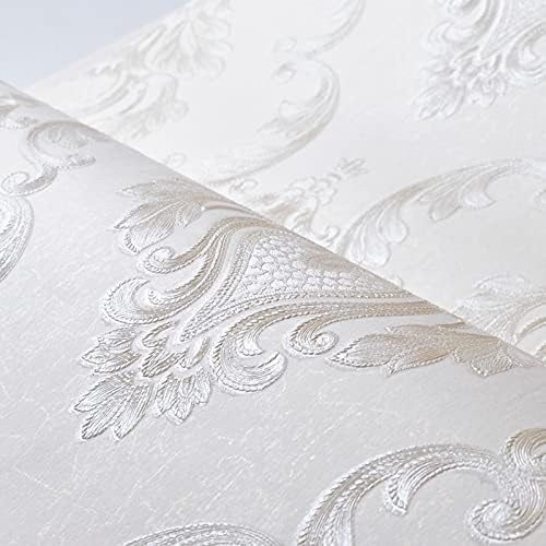 AMINAH DECO Cream White Damask Decorative Floral Wallpaper - Image 5