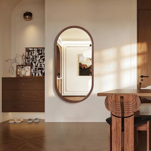 Niccy Oval Full Length Mirror, Wall-Mounted Wood Mirror by Niccy