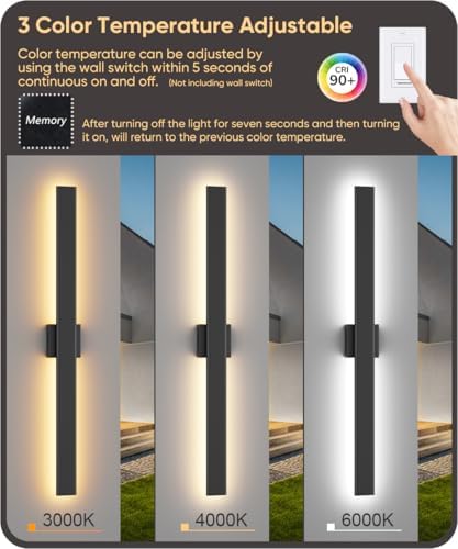 Aipsun 39.4" Black LED Outdoor Wall Light, Linear Exterior Lighting Fixture - Image 4