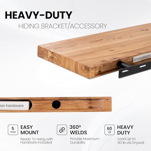 Fun Memories Floating Shelves for Wall Decor, Rustic Solid Elm Wood Live Edge - Image 6