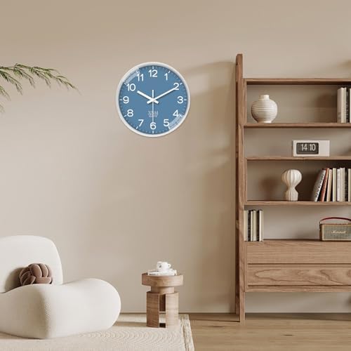 XNM Modern Blue Wall Clocks Battery Operated 10 Inch - Image 4
