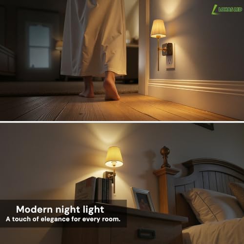 L LOHAS LED Night Lights Plug into Wall, Pleated Fabric Cover Night Light - Image 6